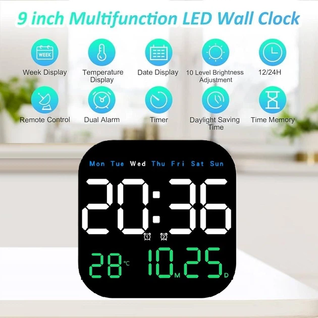 Електронний настінний годинник DS-3828L з термометром і гігрометром фото 4