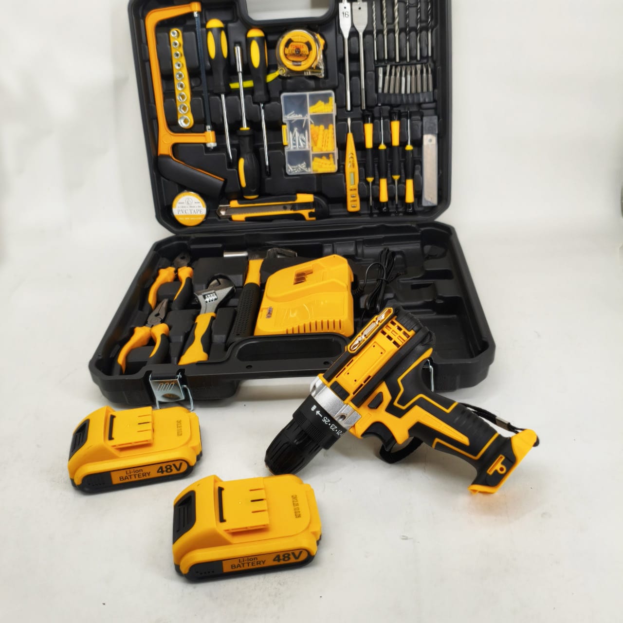 Акумуляторний дриль-шуруповерт Krafftec DCD998 з 2 акумуляторами та набором інструментів