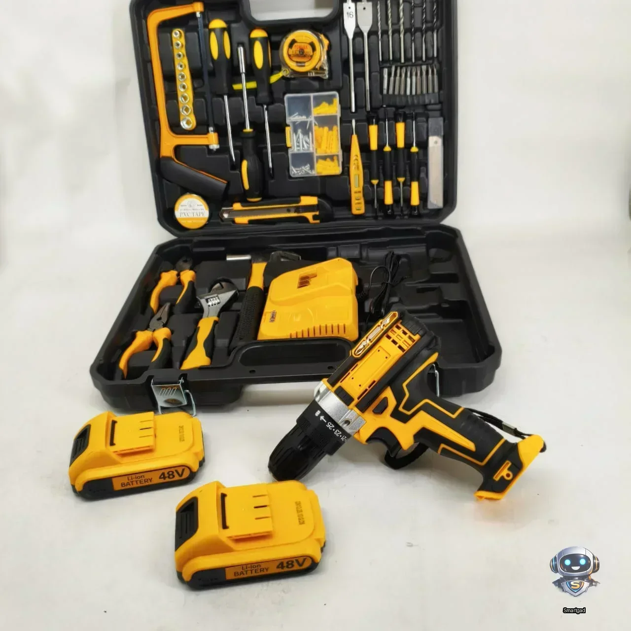 Акумуляторний дриль-шуруповерт Krafftec DCD998 з 2 акумуляторами та набором інструментів