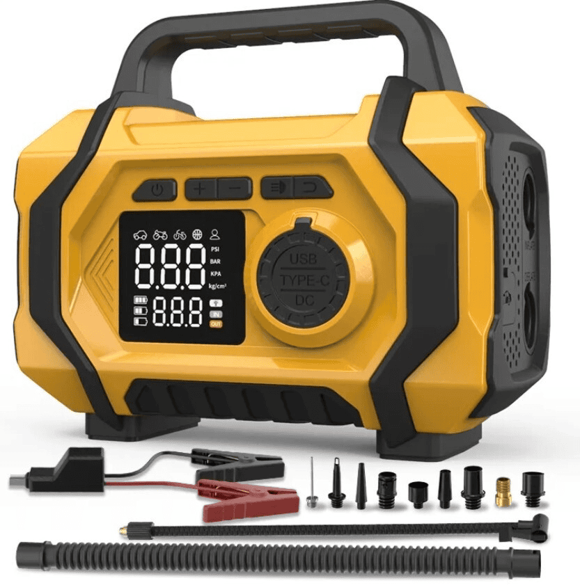Портативний міні-компресор ATJ-201 для авто з Powerbank і цифровим дисплеєм фото 2