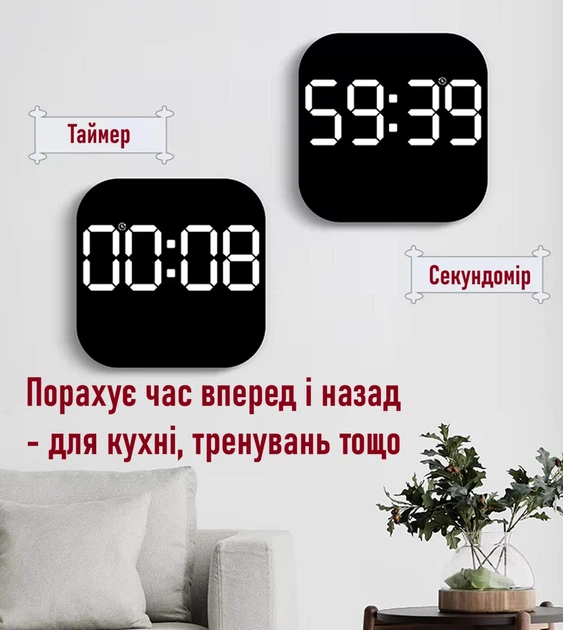 Електронний настінний годинник DS-3828L з термометром і гігрометром фото 7
