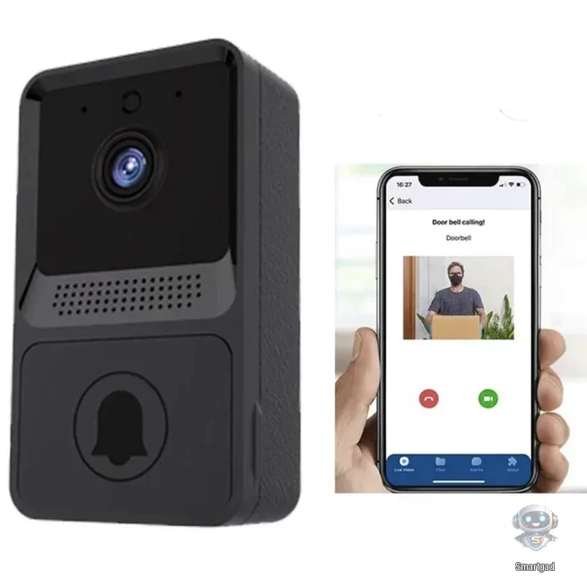 Розумний бездротовий Wi-Fi відеодзвінок (Смарт-домофон з камерою, кут 90°, нічне бачення)