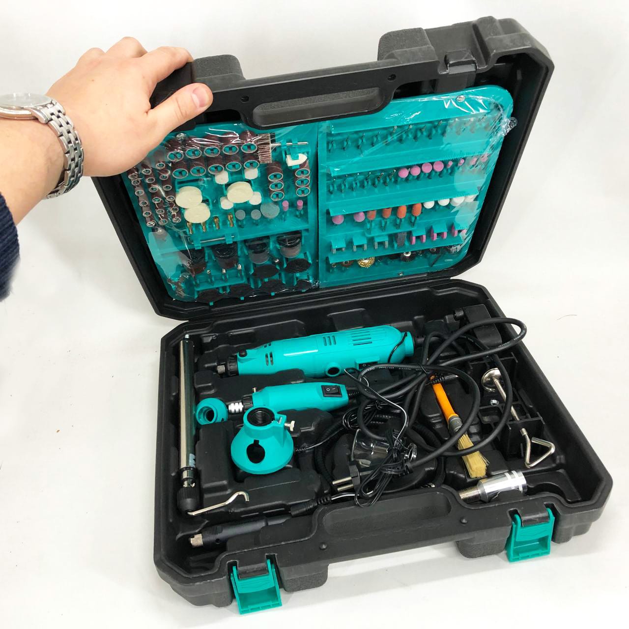 Набір електричних граверів 2в1 240W + Mini 12V з 236 насадками фото 2