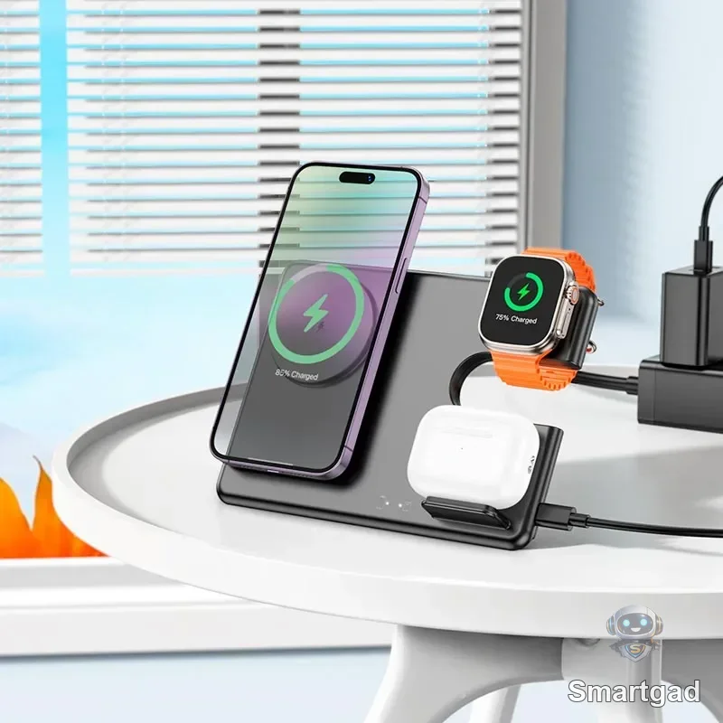 Бездротова зарядна станція Hoco CQ1 3в1 15W для iPhone, Apple Watch та AirPods