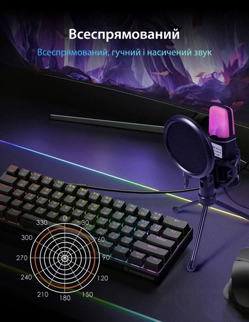 Ігровий RGB мікрофон для ПК і приставки фото 6