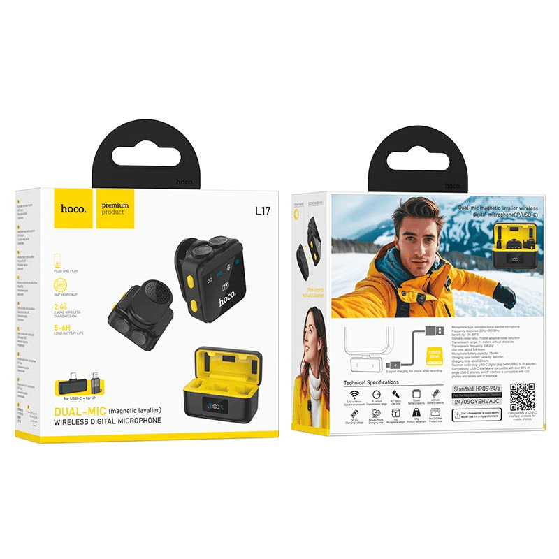 Бездротова мікрофонна система HOCO L17 Dual Mic Type-C / Lightning фото 3