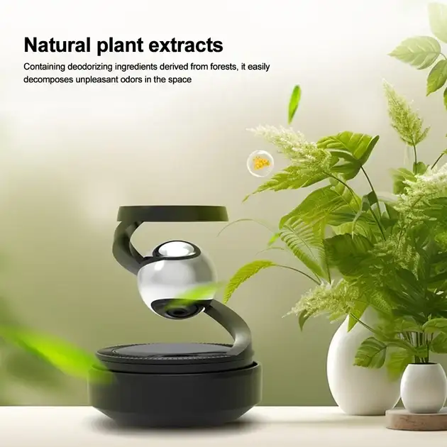 Автомобільний освіжувач повітря на сонячній енергії 360° чорний фото 4