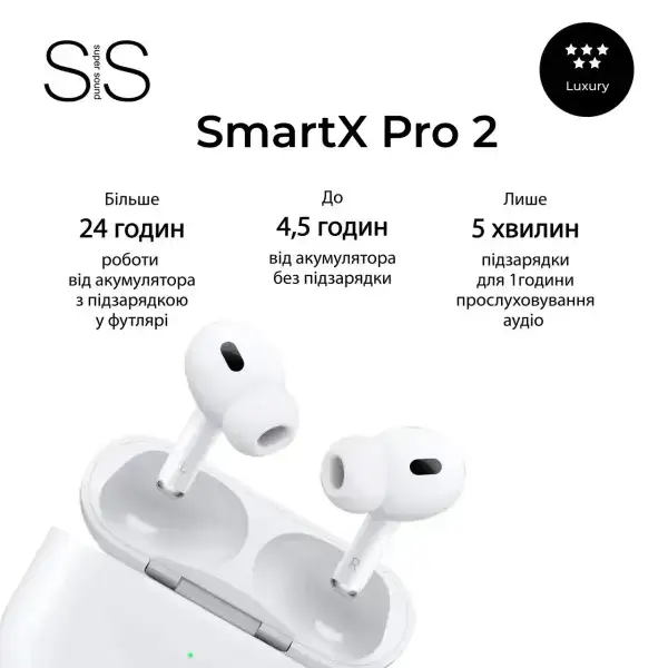 Бездротові Bluetooth-навушники SmartX Pro 2 Luxury вакуумні з шумозаглушенням фото 5