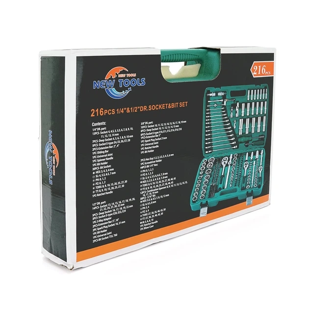 Автомобільний набір інструментів у кейсі 216 предметів фото 2