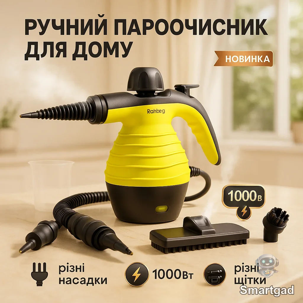 Ручний багатофункціональний пароочисник для дому та дезінфекції