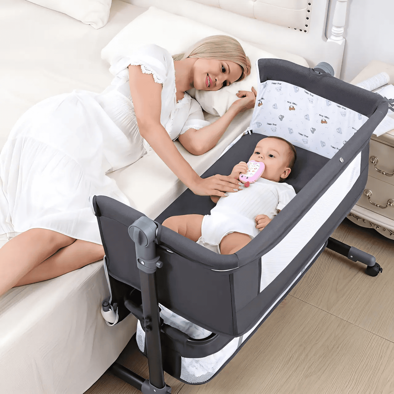 Дитяче складане ліжечко-колиска з москітною сіткою Light Grey фото 2