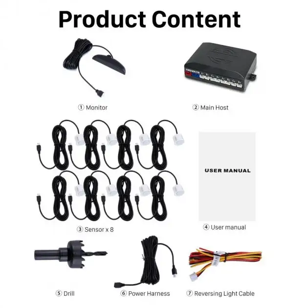 Парктронік Assistant Parking Sensor на 8 датчиків з LED-дисплеєм фото 4