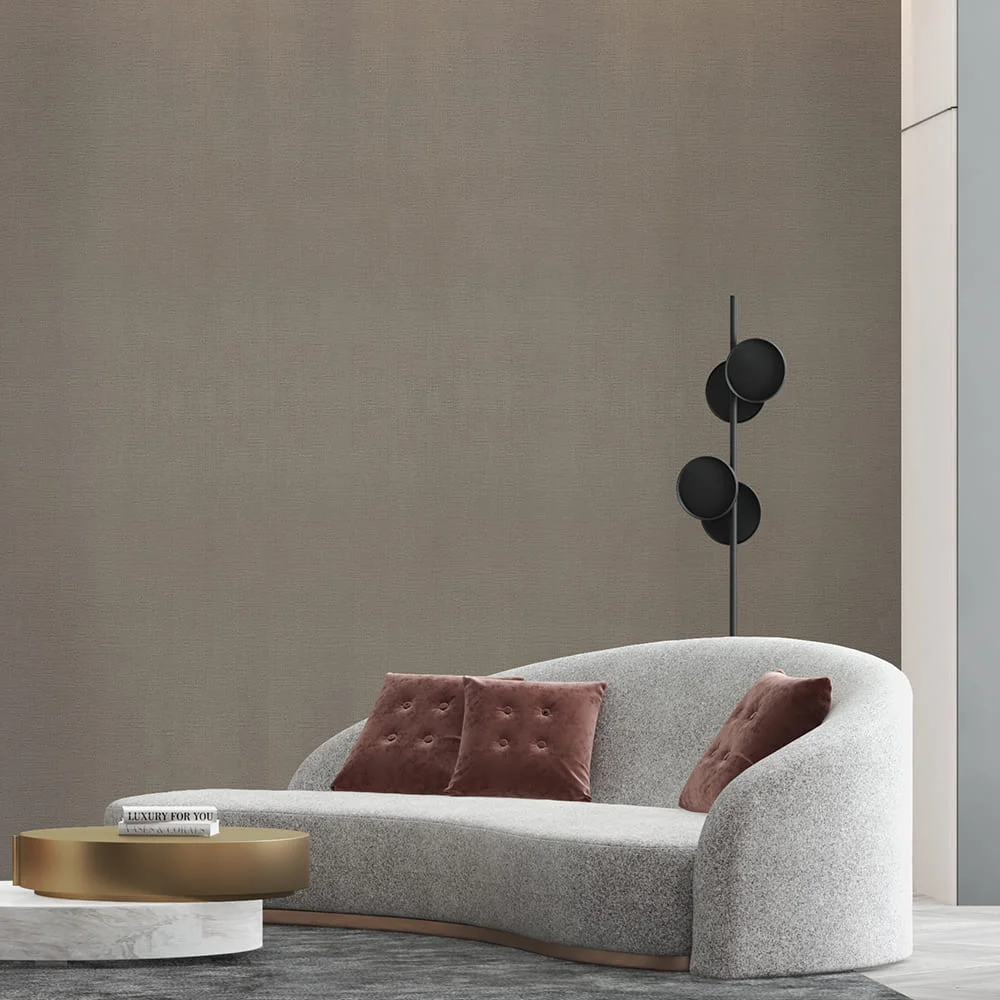 Вінілова самоклеюча плитка в рулоні ПВХ 600×3000×2 мм, вологостійка, Світло-коричневий льон фото 6