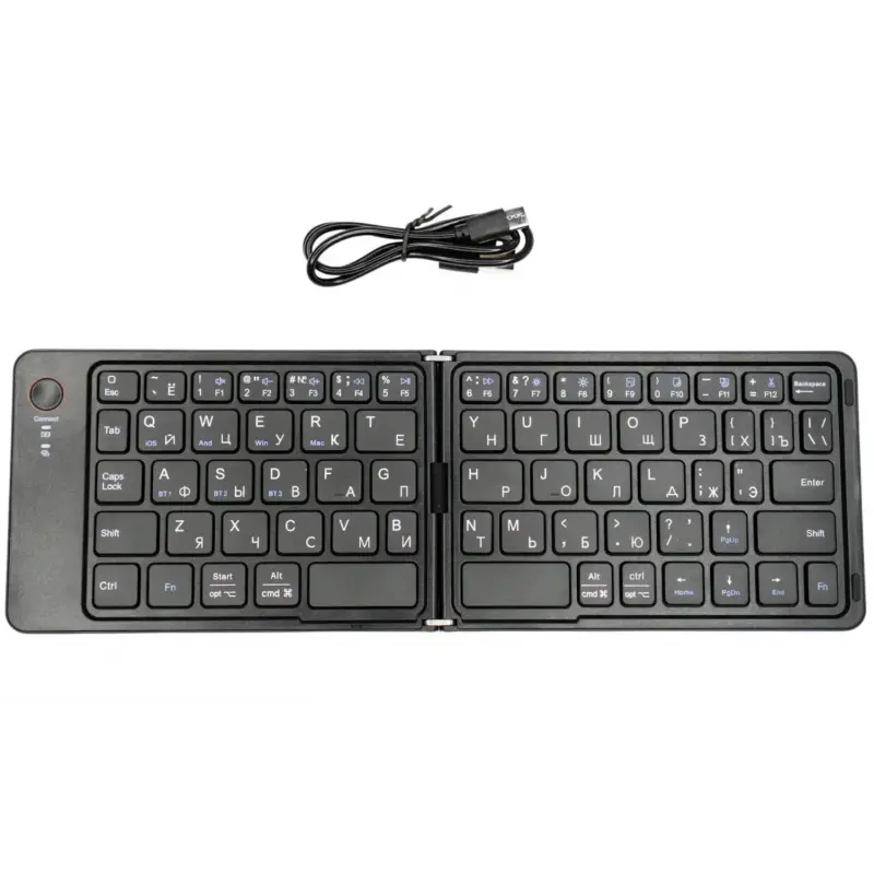 Бездротова Bluetooth-клавіатура HB-028, розкладна, 67 клавіш, Eng/Ru, чорна фото 3