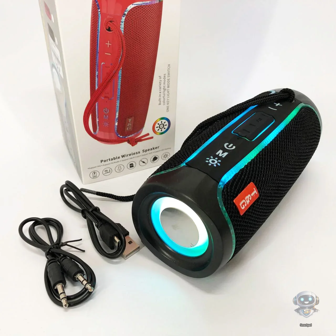 Портативна Bluetooth-колонка з FM-радіо, підсвічуванням, USB, AUX та MicroSD/TF