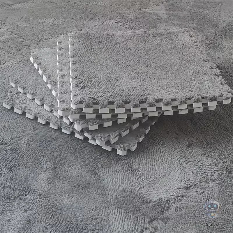 Модульний килимок-пазл з плюшевим покриттям 30x30 см (10 деталей, товщина 1.5 см, Сірий)
