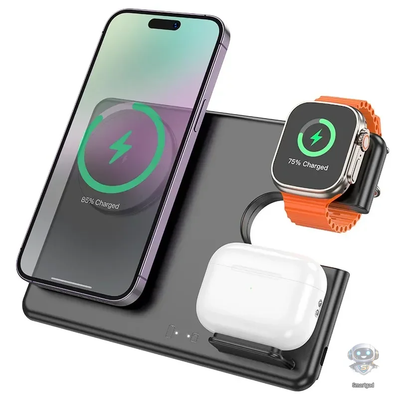 Бездротова зарядна станція Hoco CQ1 3в1 15W для iPhone, Apple Watch та AirPods