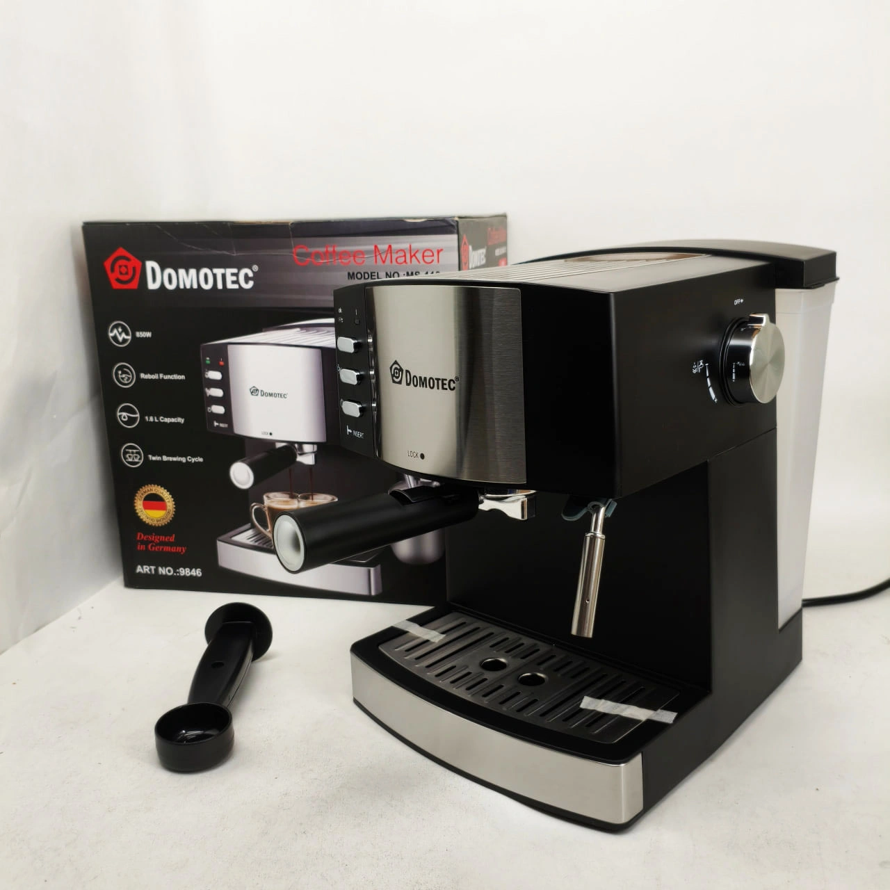 Електрична кавоварка Domotec MS-113, еспресо-машина 850 Вт, 15 бар, 1,6 л фото 4