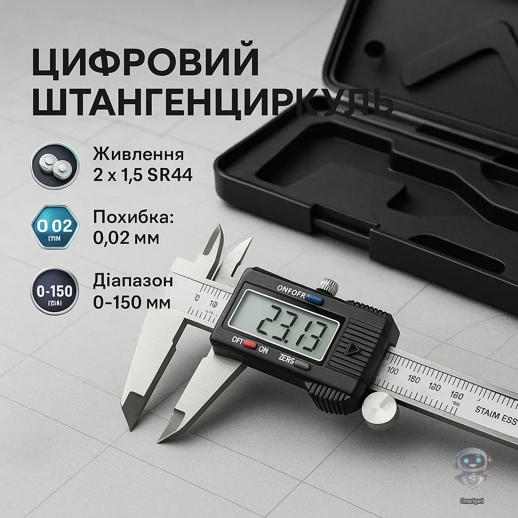 Електронний цифровий штангенциркуль Digital Caliper 0-150 мм з LCD-дисплеєм у пластиковому кейсі