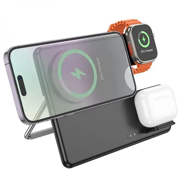 Бездротова зарядна станція Hoco CQ1 3в1 15W для iPhone, Apple Watch та AirPods фото 4