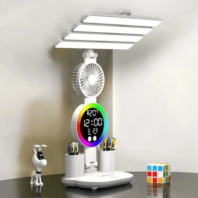 Настільна LED лампа KRX-104 з вентилятором, дисплеєм та акумулятором 3200mAh фото 5