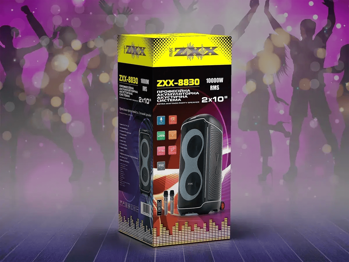 Акустична переносна колонка ZXX-8830 80Вт 2×10 фото 2